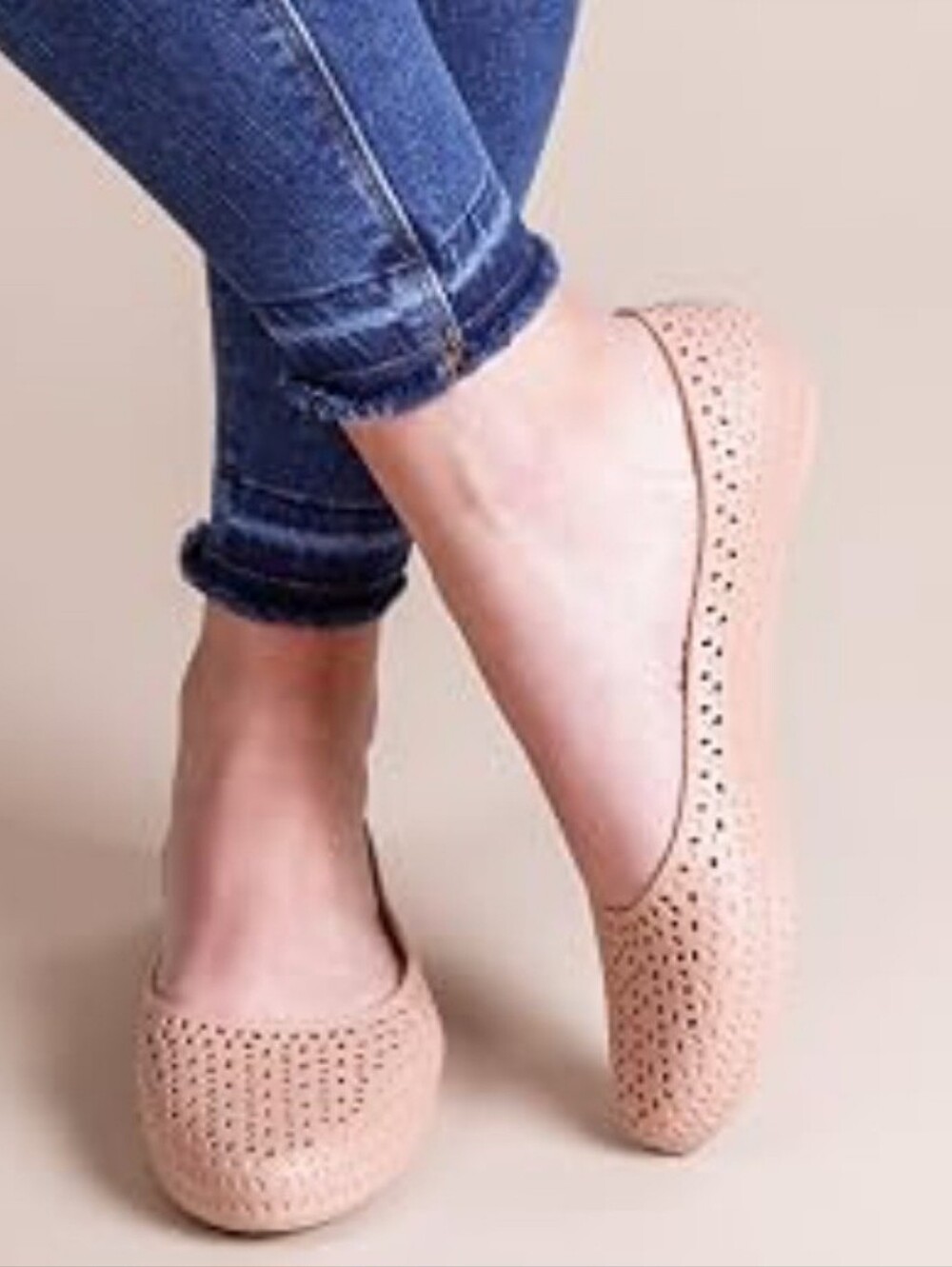 Okabashi Samantha Ballet Flats Size 8 Women's Blush / Nude Color.